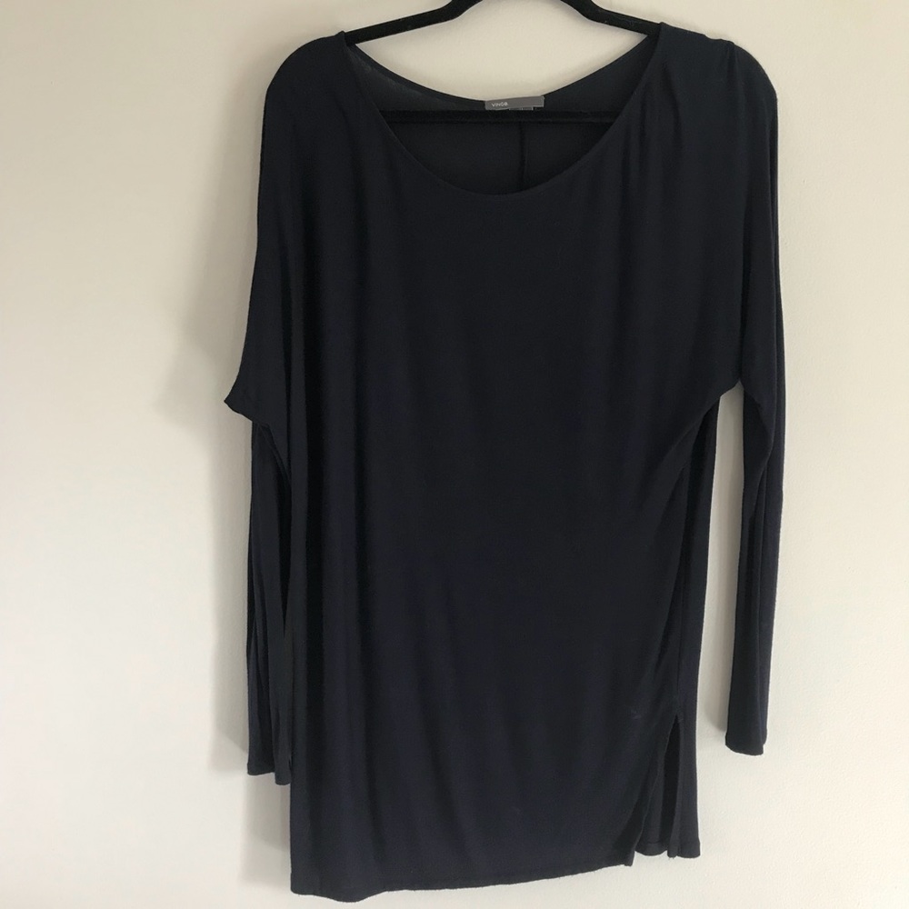 Vince Navy Side Slit Tunic Shirt